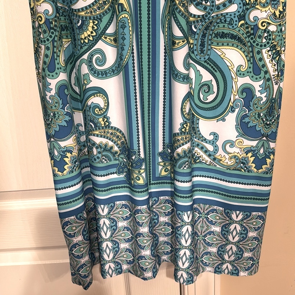 STUDIO ONE NEW YORK Paisley S/S Lined Shift Pullover Dress Knee Length Size XL - Picture 4 of 10